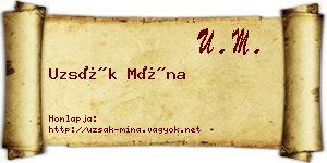 Uzsák Mína névjegykártya